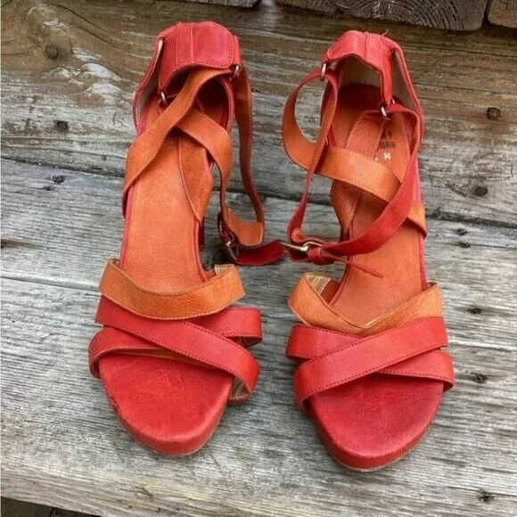 ~Stuart Weitzman NEW Sandals Excess Strappy Color Block In Red sz 8.5 leather - Picture 2 of 11